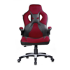 Ergonomic black gaming chair with adjustable lumbar support and breathable mesh backrest.