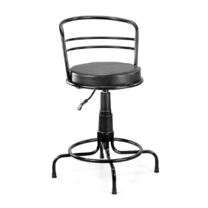 Designer bar stool with steel frame duly powder coated in black and cushioned seat