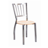 Cafeteria chair with metal frame and wooden seat