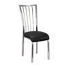 Cafeteria chair with ss metal frame and black cushioned seat